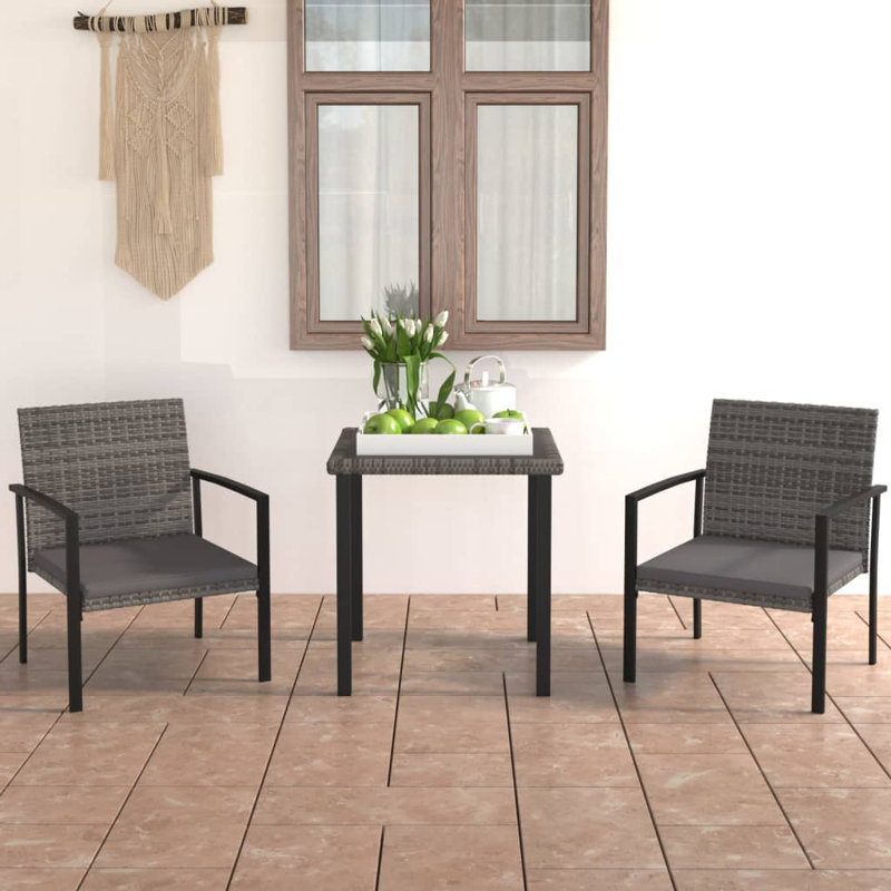 Alaxandria 2 - Person Patio Dining Set with Square Table, Grey