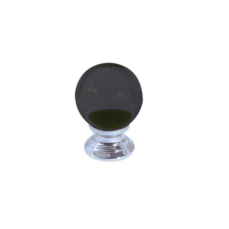 Collin Round Knob, Polished Chrome/Black, 30mm