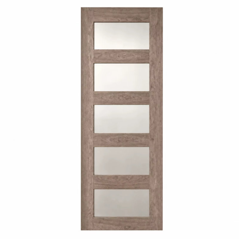 Dalle de porte en verre givré 5-Lite pour maison, 30"×80", Réversible (sans trous)