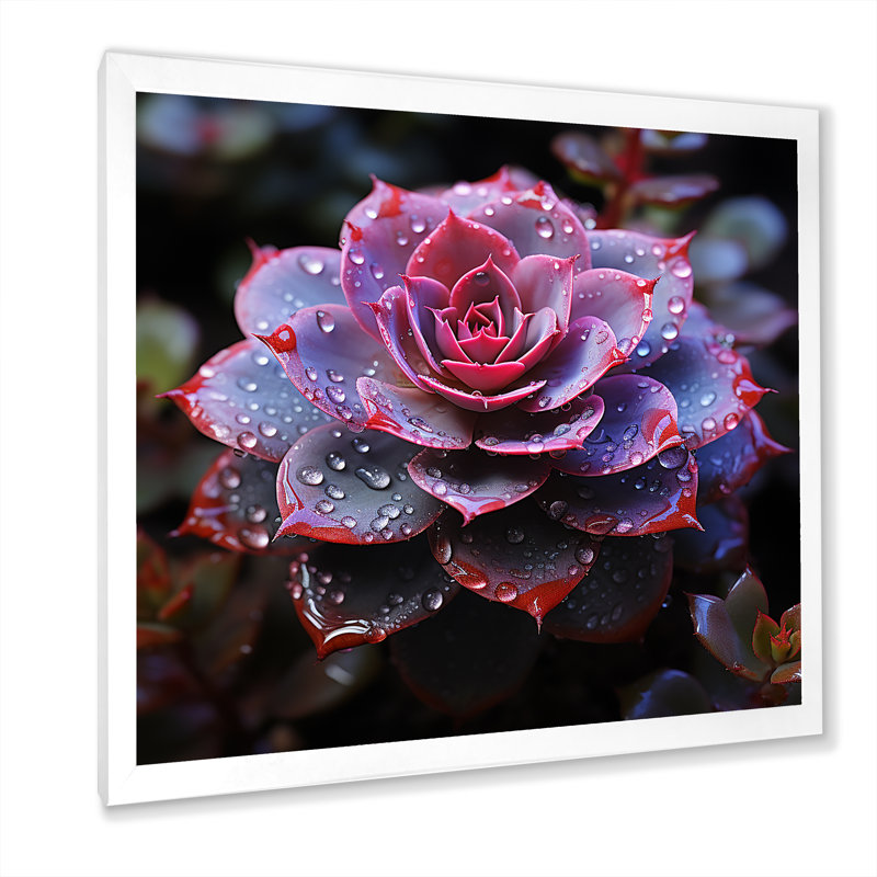 Neon Mauve Succulent Elegance - Imprimé, H 24 po x l 24 po x P 1 po, Cadre simple blanc