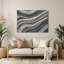 Art mural horizontal horizontal en pierre rayé gris clair et métal noir-177214169