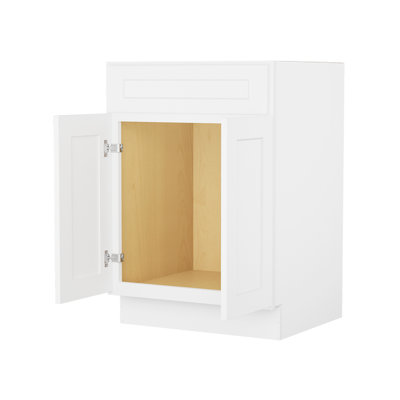 2-door Vanity Sink Base Cabinet 24-in W x 34-1/2-in H x 21-in D White Ready to assemble (RTA) Plywood Cabinet Recessed Panel Shaker