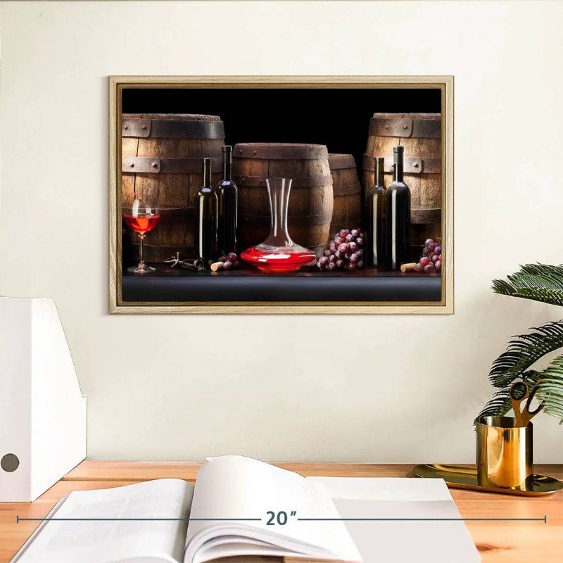 Réserve de vin, 13 po x 9 po, Cadre flottant en bois naturel