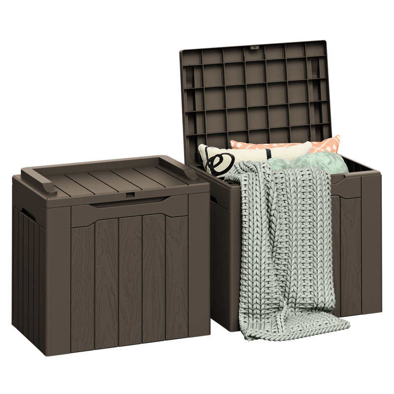 Furmax 31 Gallons Resin Lockable Deck Box (Set of 2), Brown
