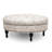 Robb Studio Palfrey Beige Script Print Modern Tufted Ottoman