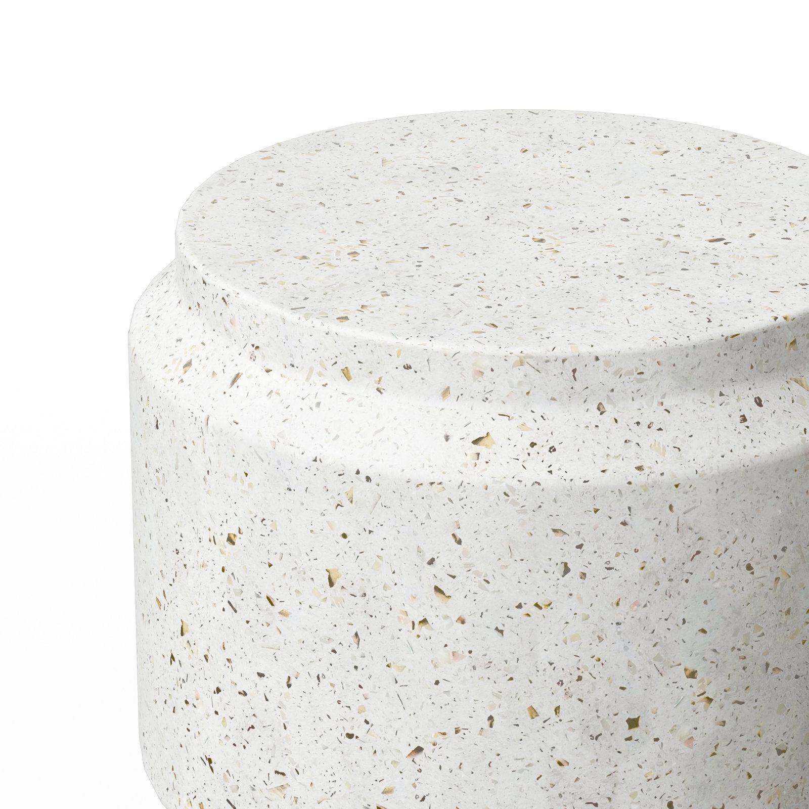 Cassis Concrete Accent Stool, Ivory Terrazo