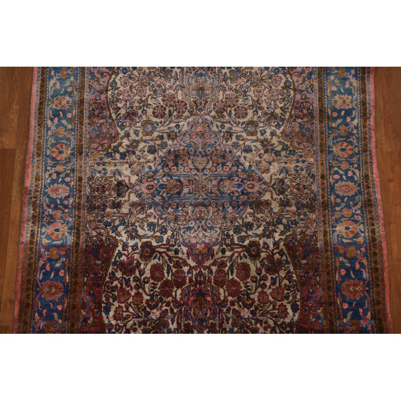 One-of-a-Kind Rectangle 4'1" X 6'10" 1900s Silk Area Rug in Red