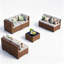 Ensemble de conversation modulaire en osier pour 6 personnes avec coussins-667024192-631644118