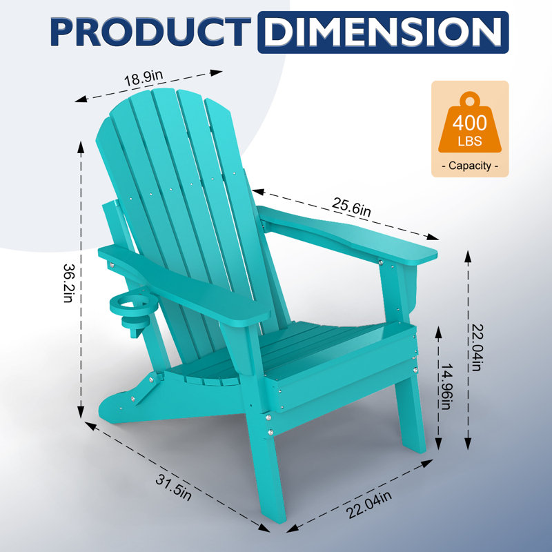 Set Of 6 Hdpe Folding Adirondack Chair, Teal