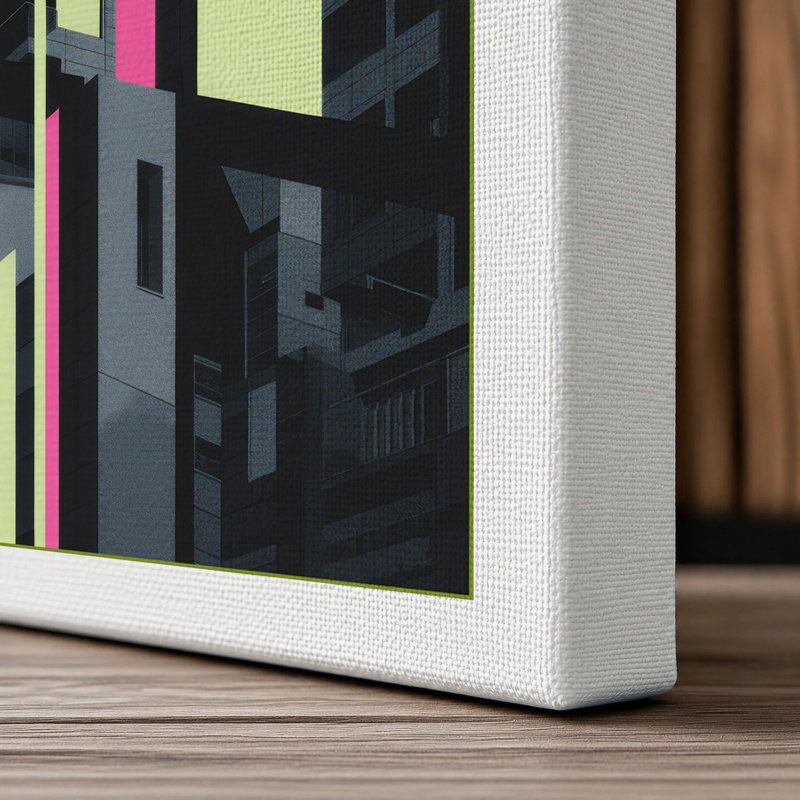 Fragmented City Industrial 1 Piece Wrapped Canvas Wall Art, 36x24 - 91.4 x 61.0 cm, White Border