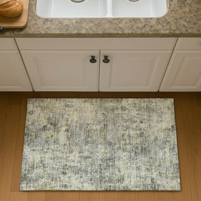 Premium Machine Washable Mayfield AMF2061 Abstract Rug, 1'8" x 2'6", Pewter