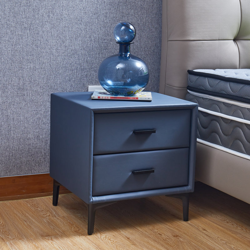 Table de chevet moderne Mid Century, Bleu gris