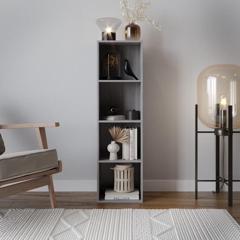 106cm H x 30cm W Particle Board / Chipboard Standard Bookcase, Cedar Grey