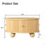 Table basse ronde cannelée avec rangement, bois massif de pin, porte coulissante, naturel, 31,8 po