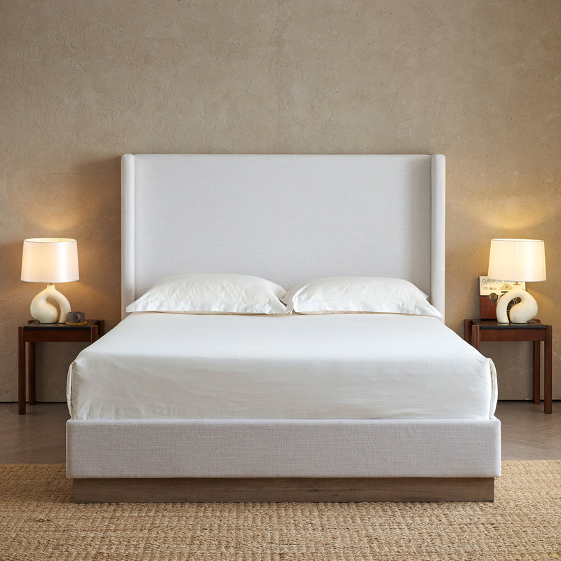 Lit plateforme double gris et brun clair