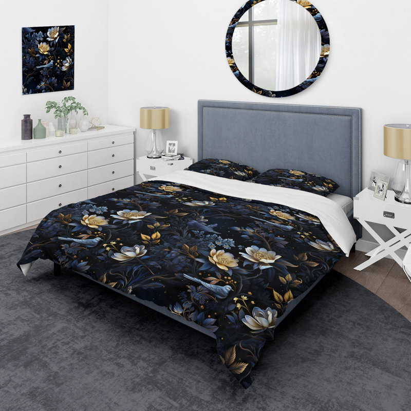 Ensemble de housse de couette Enigmatic Nights Moody, Housse de couette pour grand lit et 2 taies décor