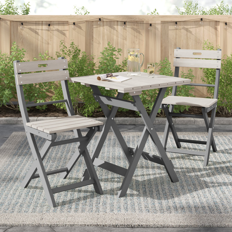 Lillie 2 - Person Wood Patio Dining Set with Square Table, Grey