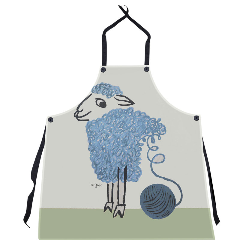 Tablier à affiche en laine raymond savignac, Bleu