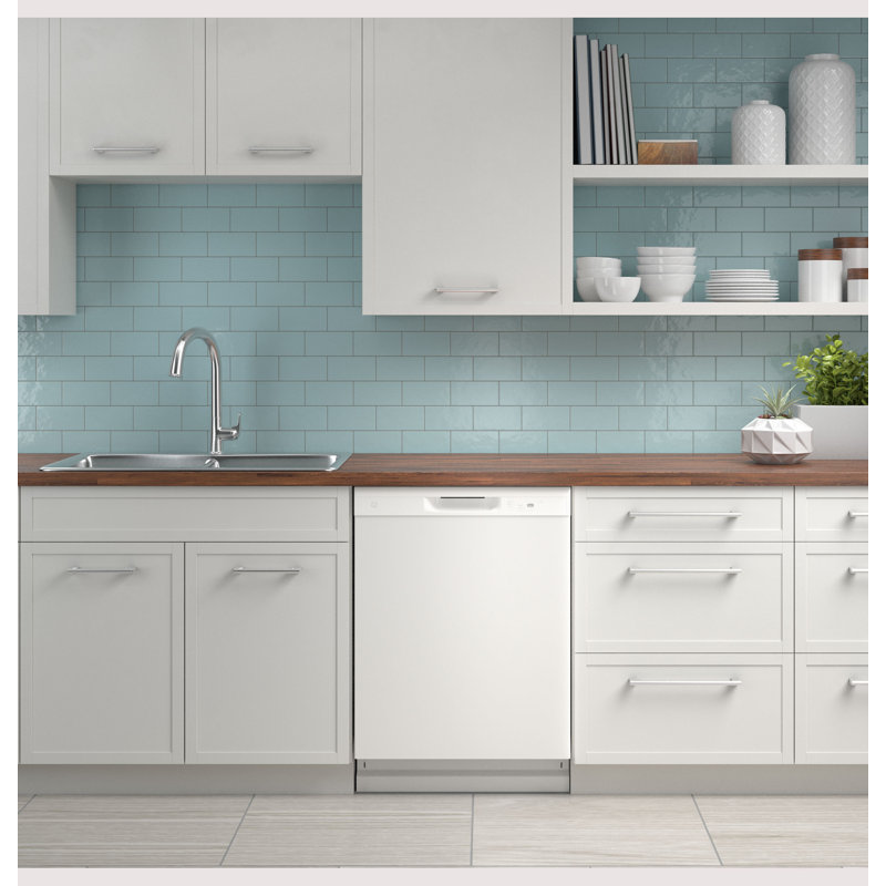 24" 60 dBA Built In Button Control Dishwasher, White