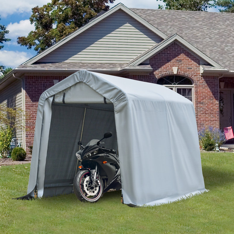 Outsunny Carport Portable Garage, 70.75" H x 94.5" W x 70.75" D, Light Gray