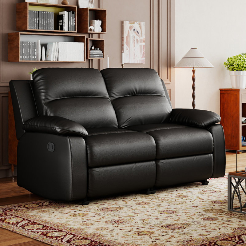 53.1" W Upholstered Manual Reclining Loveseat Sofa, Brown