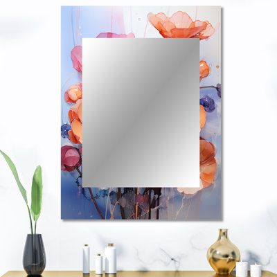 Laxman pêche violette Représentations Dreams II - miroir de violettes, miroir mural décoratif traditionnel, impression d'art en métal
