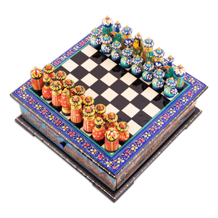 Novica Mukhamedali Novica 2 Player Wood Chess And Checkers Set