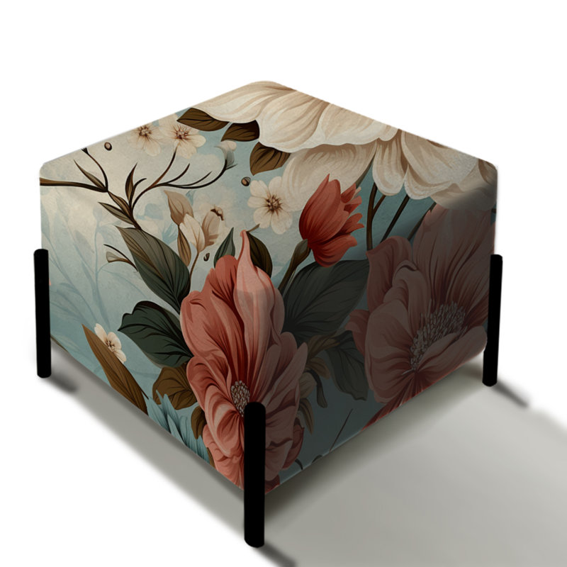 Beige corail rustique Whispers - repose-pieds carré Cottage