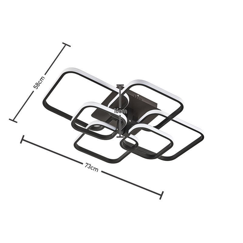 framed square 6-head modern ceiling light, Bronze