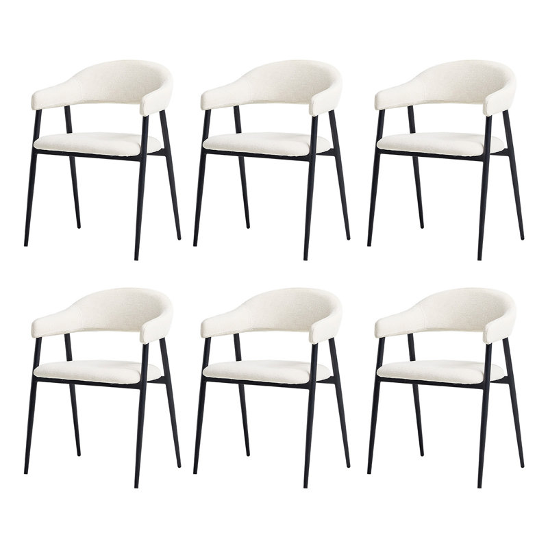 Remedios Modern Dinning Chair With Metal Legs, 6, Beige