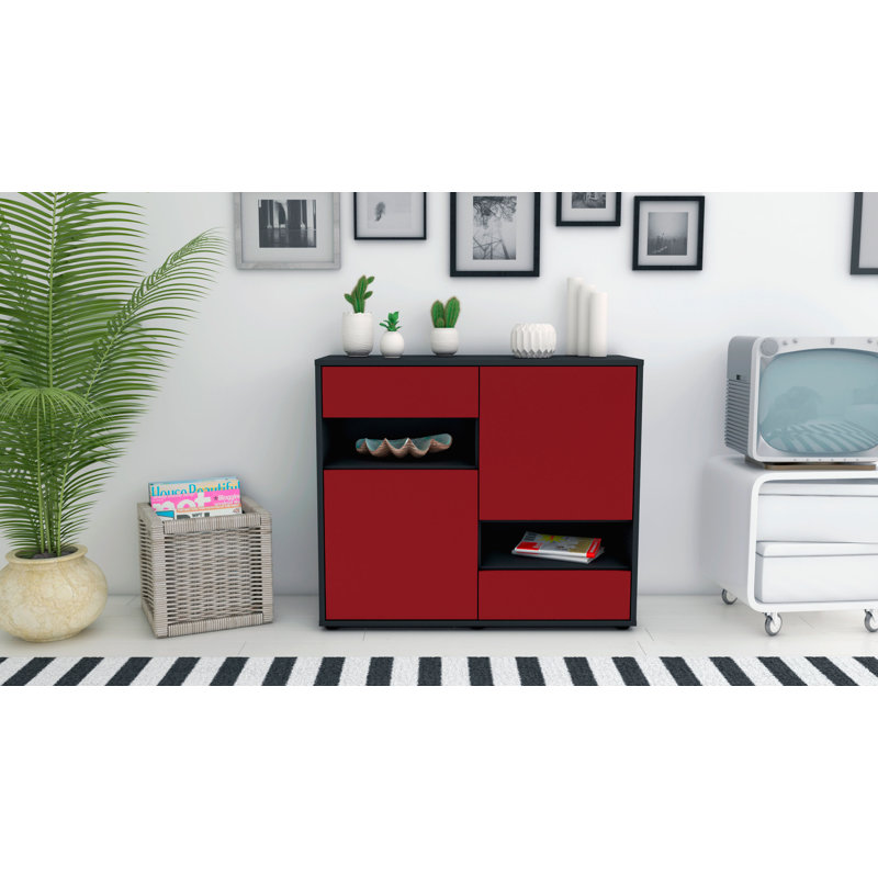 Ramsel 92cm Sideboard, Anthracite/Red