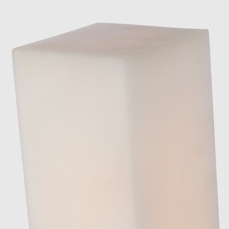 Covet 16" Rechargeable Table Lamp in Alabaster and Antique-Burnished Brass