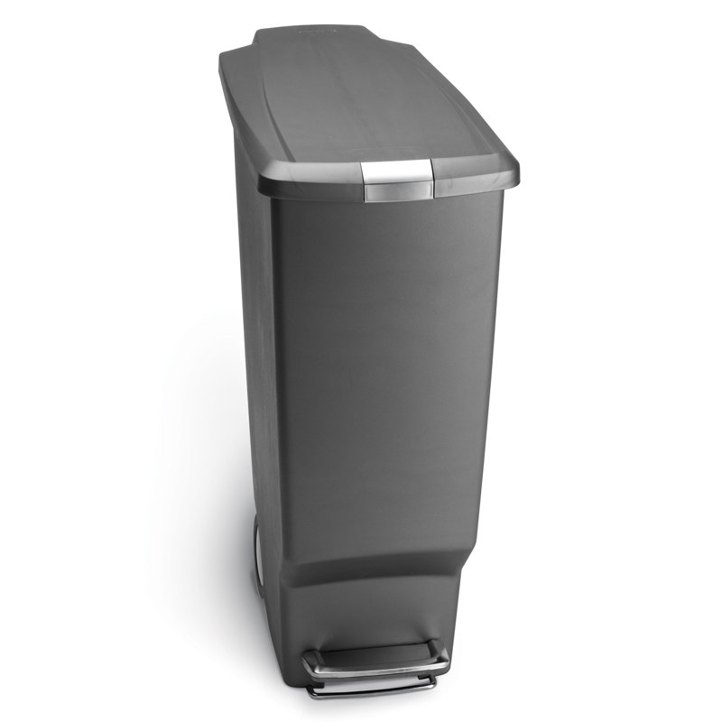 Simplehuman 40L Plastic Slim Pedal Bin, Grey