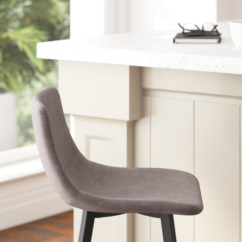 Brandy Upholstered Counter Stool with Metal Frame, Gray