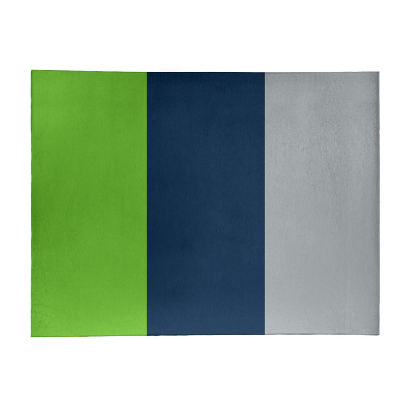 Tapis en polyester à rayures de football seattle, Rectangle 8 pi x 10 pi