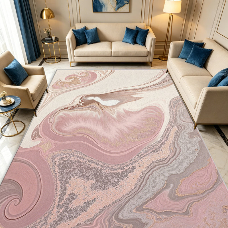 Blush & Grey Marble   area rugs for Living Room, Soft and Comfortable, Suitable for all seasons, easy to maintain, machine washable Indoor floor mat, Under Table Farmhouse suitable for Bedroom, Dining Room, Study,  Balcony, Home Decor Patio