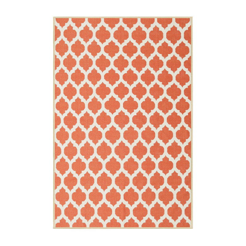 Tapis contemporain orange / beige, Rectangle 8 pi 0 po x 10 pi 0 po