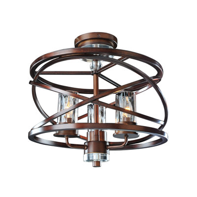 Plafonnier semi-encastré en bronze étrusque 3 LT Eternity Kalco