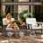 Teak Outdoor Four-person Conversation Set With Cushion And Two Side Tables-1987628330-1987628368
