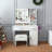 Vanity Desk With LED Mirror Lights And Power Outlet Charging Station, Makeup Dressing Table With 3 Drawers, 7 Shelves And Storage Stool, For Girls And Women