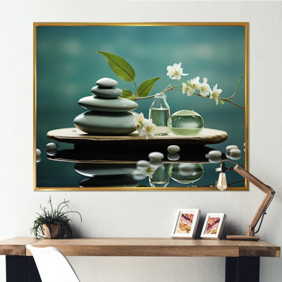 Grey Green Meditation Abstract Serenity III - Modern Canvas Art Print