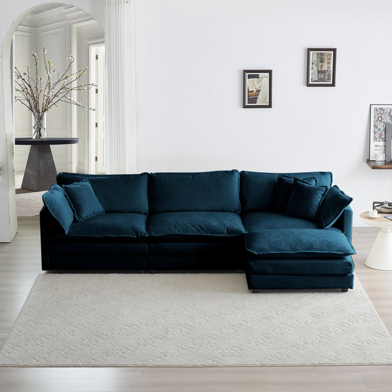 Canapé modulaire surdimensionné en L avec repose-pieds réversible Free Combination Comfy Upholstery, Bleu