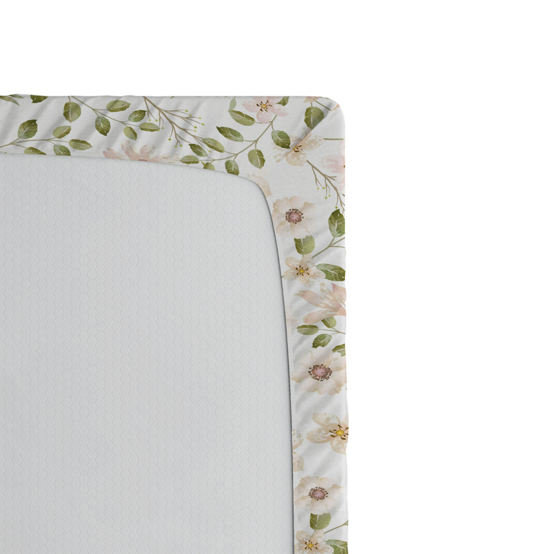 Drap-housse à motif floral Ambesonne, Drap-housse de taille très grand, Rosé / motif floral vert olive pâle