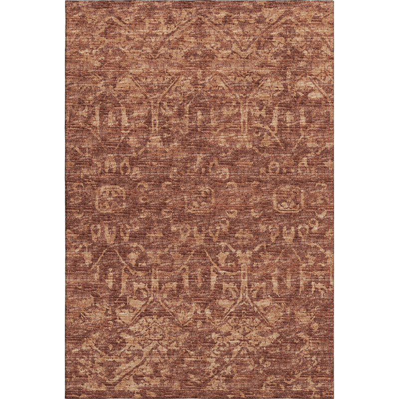 Premium Machine Washable Mayfield AMF40 Oriental Rug, Clay, 10' x 14'