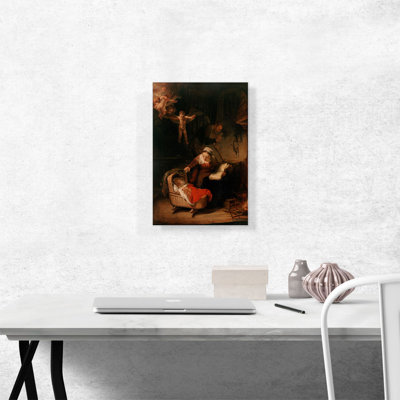 La Sainte Famille avec les anges 1645 par Rembrandt van Rijn, reproduction d'art sur toile tendue