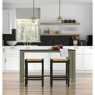 Hawthorne 24" Counter Stool with Woven Rush Seat - Vintage Hardwood Legs, Hand Finish Backless Stool