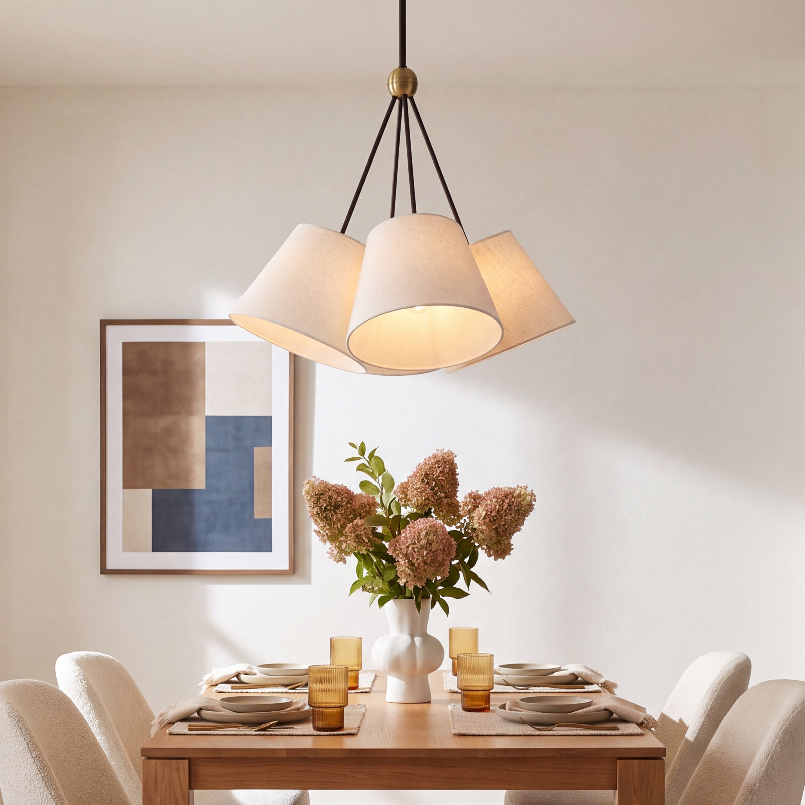 Grove 4-Light Chandelier, Oatmeal, Bronze