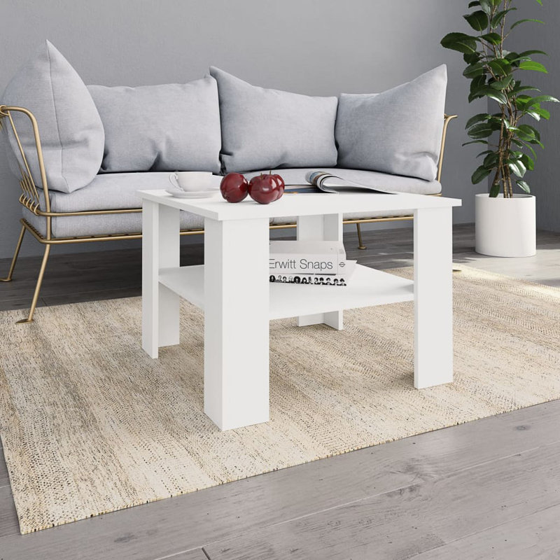 Sprinkel Engineered wood Four Leg Single Coffee Table with Storage, White