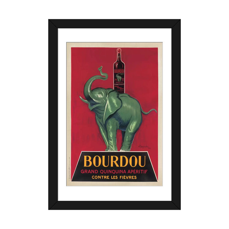 « bourdou » par leonetto, cappiello affiche, impression sur toile, H 24 po x l 16 po x P 1 po, Papier avec cadre noir, Blanc