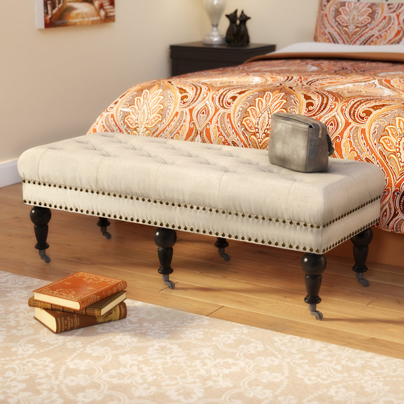 Athylene Linen Upholstered Bench, 17.75” H x 50” W x 19.63” D, Beige